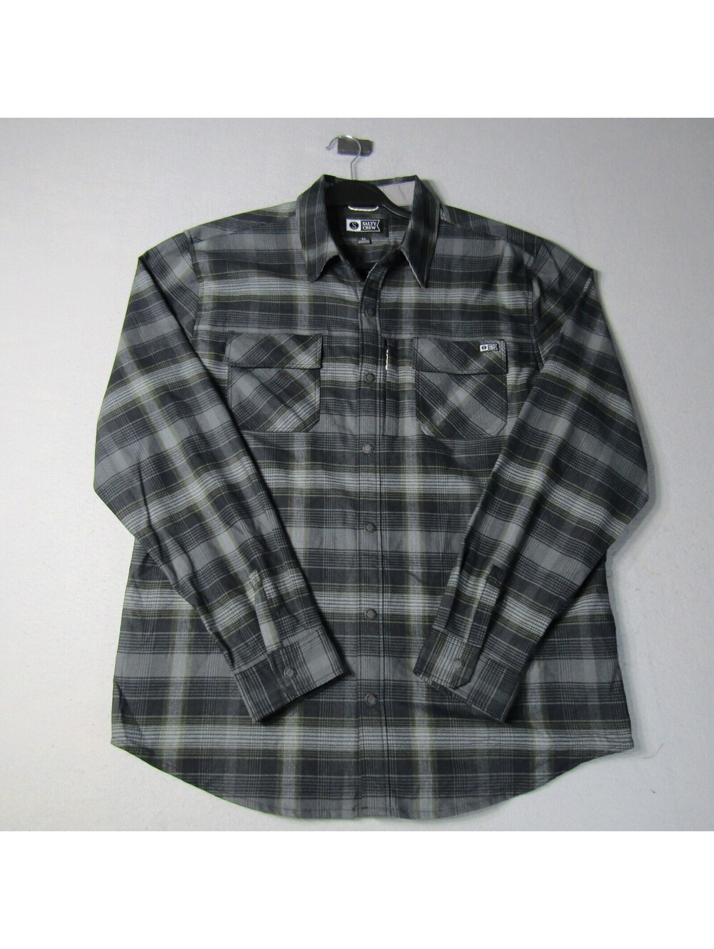 NWT Salty Crew Fathom LS Tech Flannel Shirt Men's XL Pirate Black